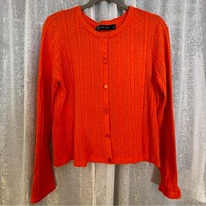 New York & Company Vibrant Orange Cardigan size L